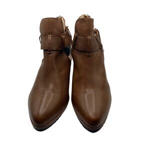 Matt Bernson Brown Leather Ankle Boots Women’s 9M – Western Cutout Block Heel